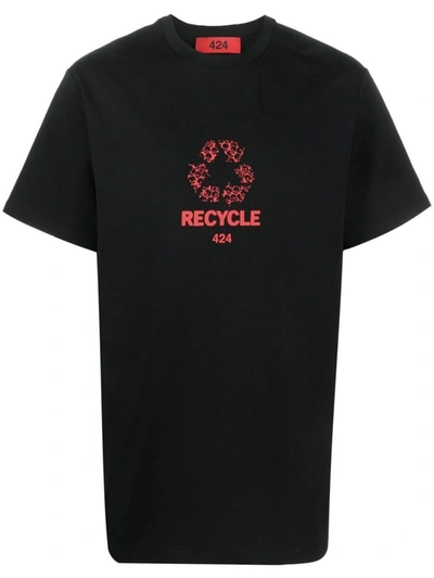 Shop 424 T-shirt With Logo In Black