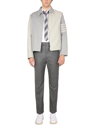 Shop Thom Browne 4bar Stripe Jacket In Grey