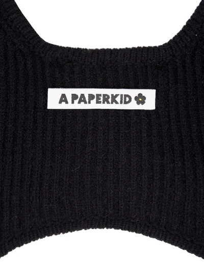Shop A Paper Kid Knitted Crop Top With Cross In Black