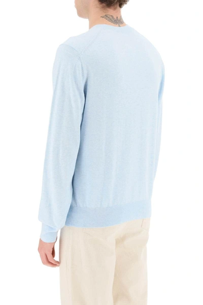 Shop Apc A.p.c. 'martin' Pullover With Logo Embroidery Detail In Blue