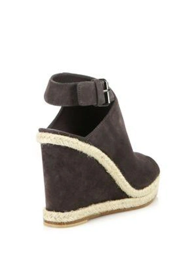 Shop Vince Evangeline Suede Peep-toe Espadrille Wedge Sandals