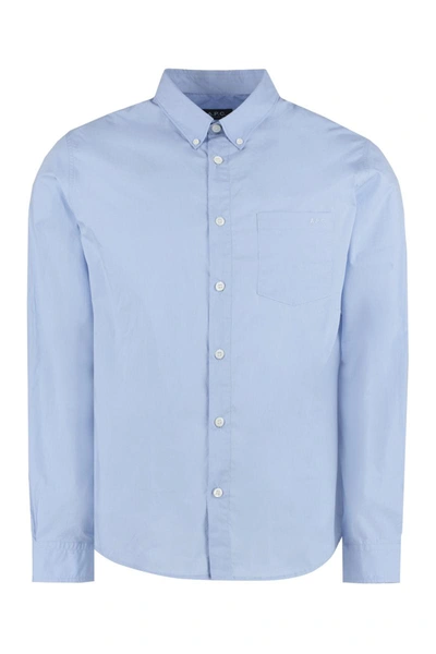 Shop Apc A.p.c. Cotton Button-down Shirt In Blue