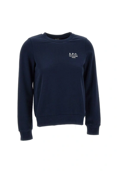 Shop Apc A.p.c. Cotton Sweatshirt "sweat Tina Marine" In Blue