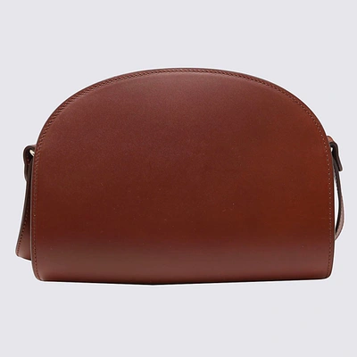 Shop Apc A.p.c. Hazelnut Leather Demi-lune Crossbody Bag In Brown