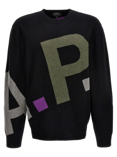Shop Apc A.p.c. Logo Sweater In Black