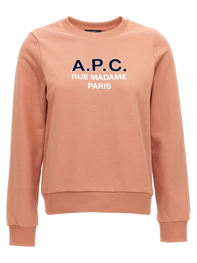 Apc Madame Logo-print Cotton Sweatshirt In Pink
