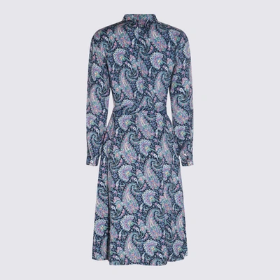 Shop Apc A.p.c. Multicolour Viscose Dress In Blue