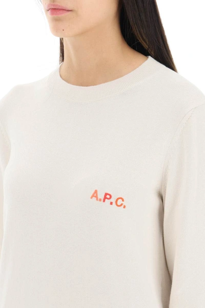 Shop Apc A.p.c. Pullover With Embroidered Logo In White
