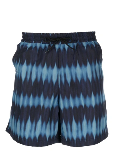Shop Apc A.p.c. Sea Clothing In <p>tie-dye Swim Shorts From A.p.c. Featuring Navy Blue, Light Blue, Tie-dye Print, Embroidered Logo,