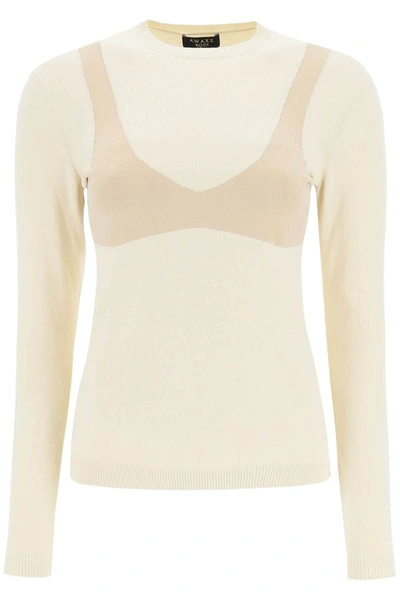 Shop A.w.a.k.e. Mode Knit Top With Bralette Detail In Beige