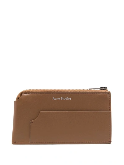 Shop Acne Studios Leather Zipped Wallet In Camel
