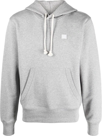 Shop Acne Studios Logo Cotton Hoodie In Grey