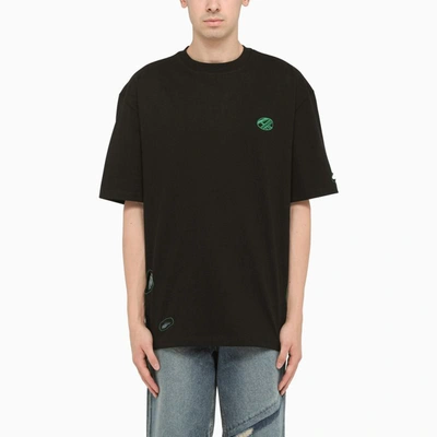 Shop Ader Error T-shirt With Embroidered Distort Logo In Black