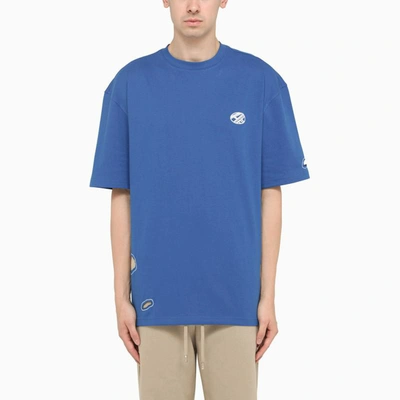 Shop Ader Error T-shirt With Embroidered Distort Logo In Blue