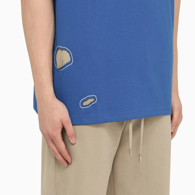 Shop Ader Error T-shirt With Embroidered Distort Logo In Blue