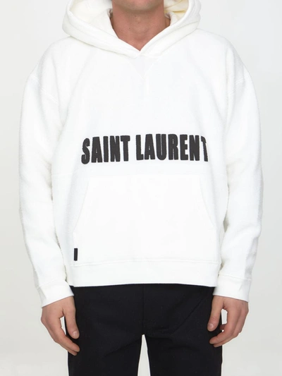 Shop Saint Laurent Agafay Print Hoodie In White