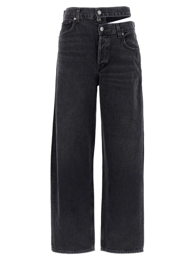 Shop Agolde Jeans 'broken Waistband' In Black