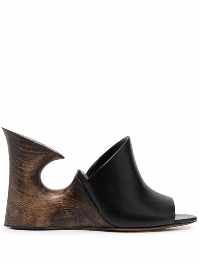 Shop Alaïa Alaia La Sculpture Leather And Wool Mules In Black