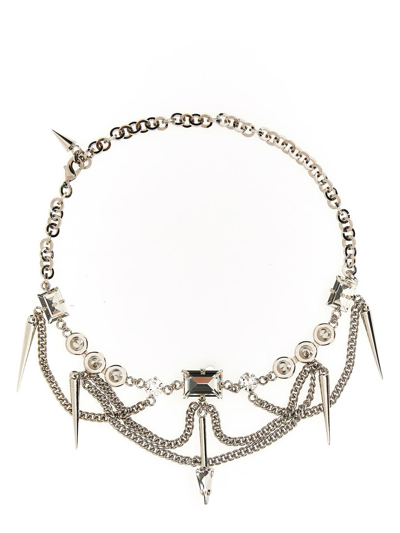 Shop Alessandra Rich 'chain' Necklace In Silver