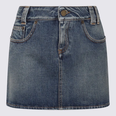 Shop Alessandra Rich Blue Denim Mini Skirt