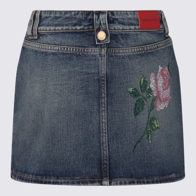 Shop Alessandra Rich Blue Denim Mini Skirt