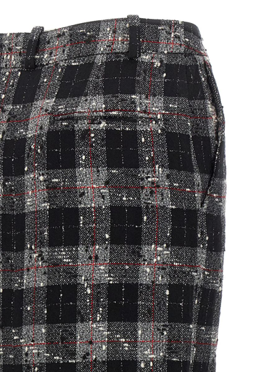Alessandra Rich Maxi Skirt In Boucle' Fabric With Check Motif In Black