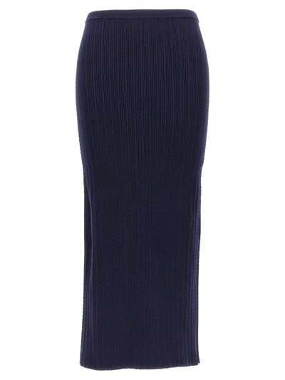 Shop Alessandra Rich Knit Midi Skirt In Blue