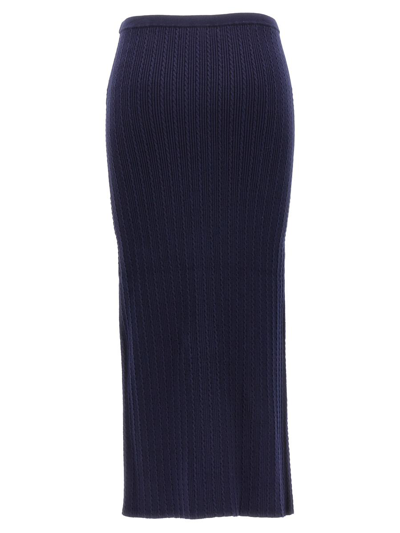 Shop Alessandra Rich Knit Midi Skirt In Blue