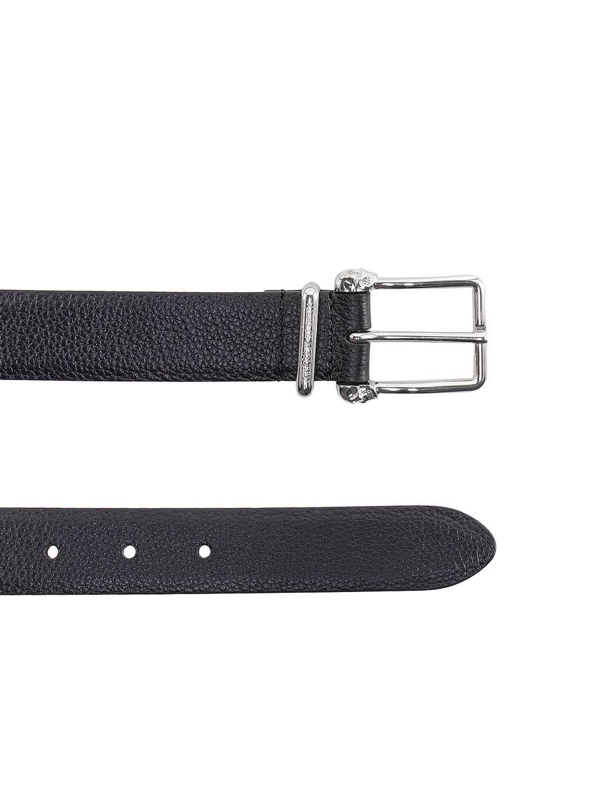 Alexander McQueen engraved-logo leather belt - Black