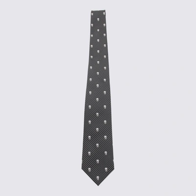 Shop Alexander Mcqueen Black And White Silk Blend Tie