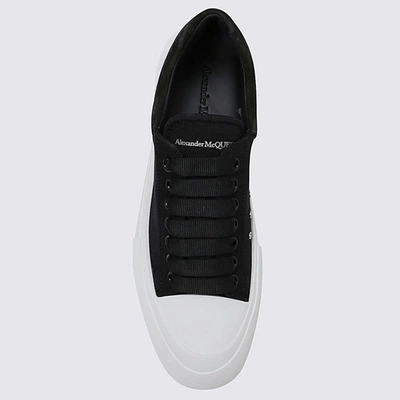 Shop Alexander Mcqueen Black Canvas Deck Plimsoll Sneakers