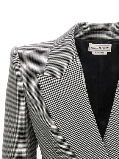 Shop Alexander Mcqueen Double-breasted Houndstooth Blazer In White/black