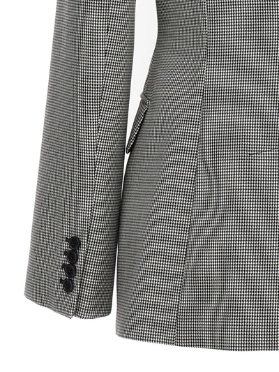 Shop Alexander Mcqueen Double-breasted Houndstooth Blazer In White/black