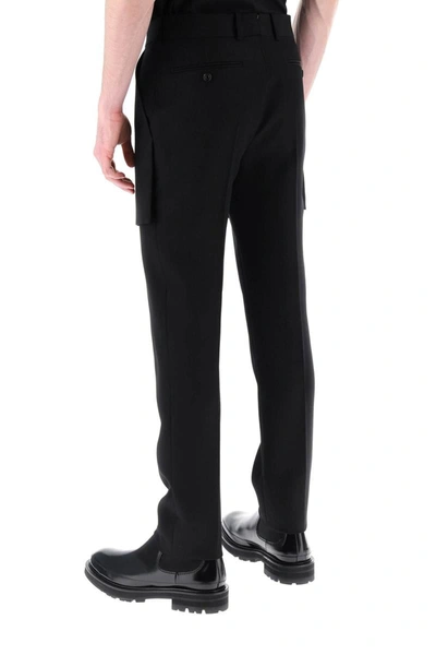 Shop Alexander Mcqueen Exposed Pocket Barathea Trousers In Black