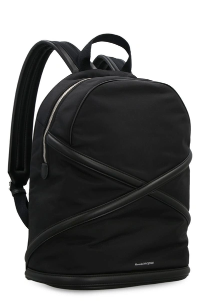 Shop Alexander Mcqueen Harness Leather Details Nylon Backpack In Black