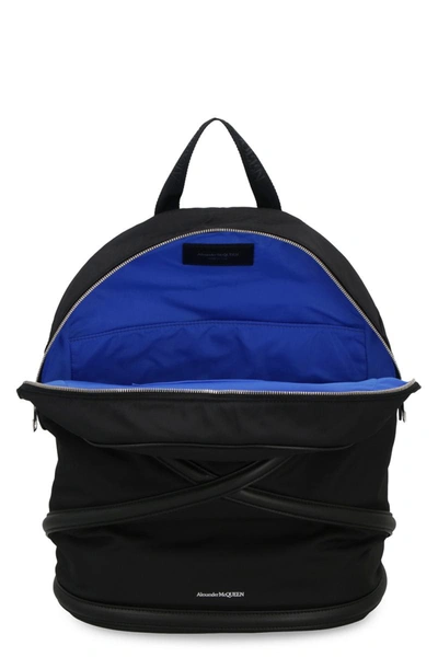 Shop Alexander Mcqueen Harness Leather Details Nylon Backpack In Black