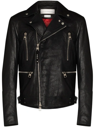 Shop Alexander Mcqueen Leather Jacket Clothing In Black