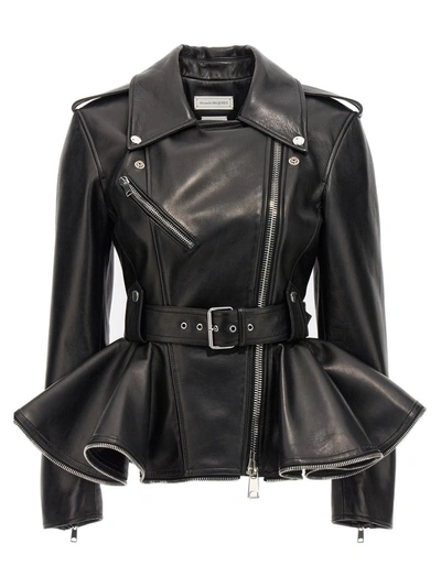 Shop Alexander Mcqueen Leather Jacket In Black