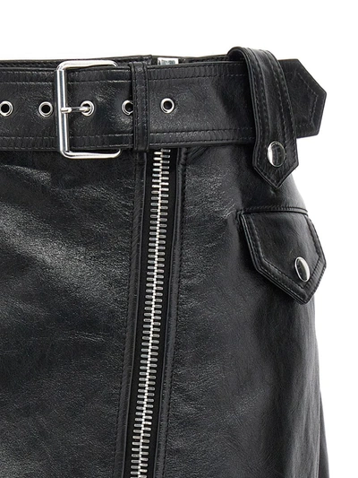 Shop Alexander Mcqueen Leather Skirt In Black