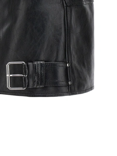 Shop Alexander Mcqueen Leather Skirt In Black