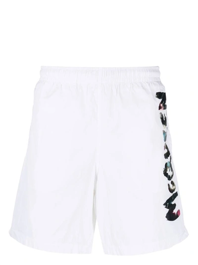 Shop Alexander Mcqueen Logo-print Swim Shorts In White