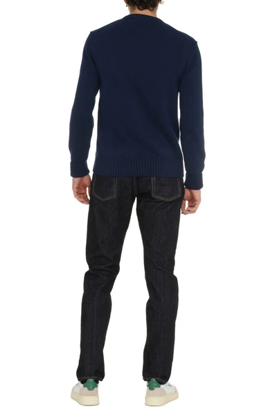 Shop Alexander Mcqueen Long Sleeve Crew-neck Sweater In Blue
