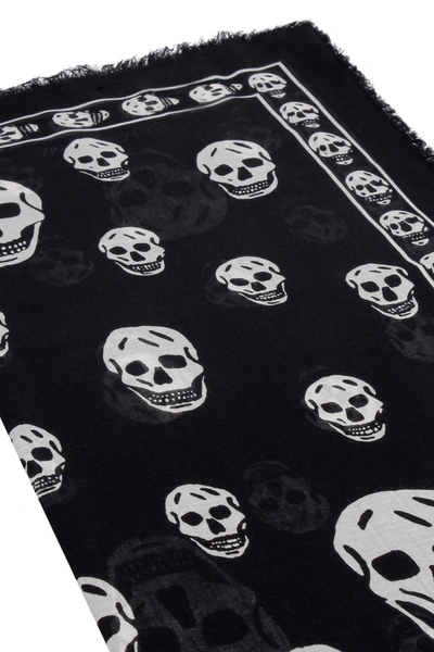 Shop Alexander Mcqueen Skull Print Scarf In Black