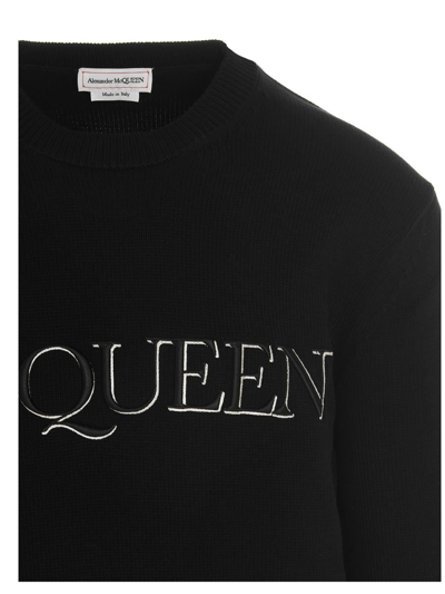 Shop Alexander Mcqueen Sweater With Embroidered Logo In Black