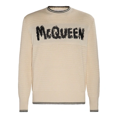 Shop Alexander Mcqueen Sweaters In Vanilla/black