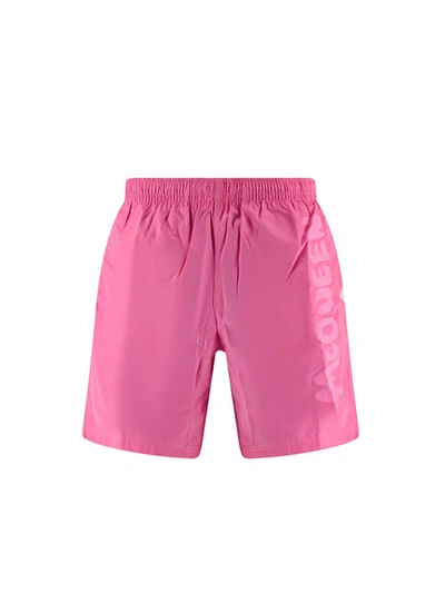 Shop Alexander Mcqueen Swim Trunks In Pink