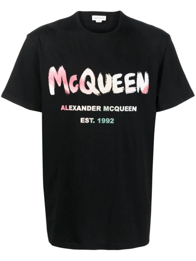 Shop Alexander Mcqueen T-shirt Logo Clothing In Black