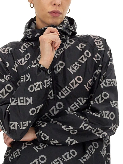 Shop Kenzo All Over Logo Windbreaker In Black