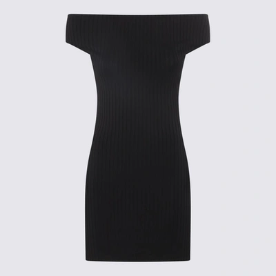 Shop Ami Alexandre Mattiussi Ami Paris Black Stretch Off-shoulder Mini Dress