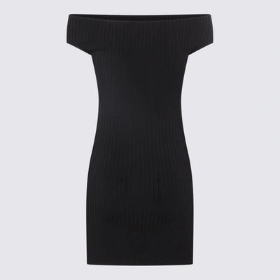 Shop Ami Alexandre Mattiussi Ami Paris Black Stretch Off-shoulder Mini Dress